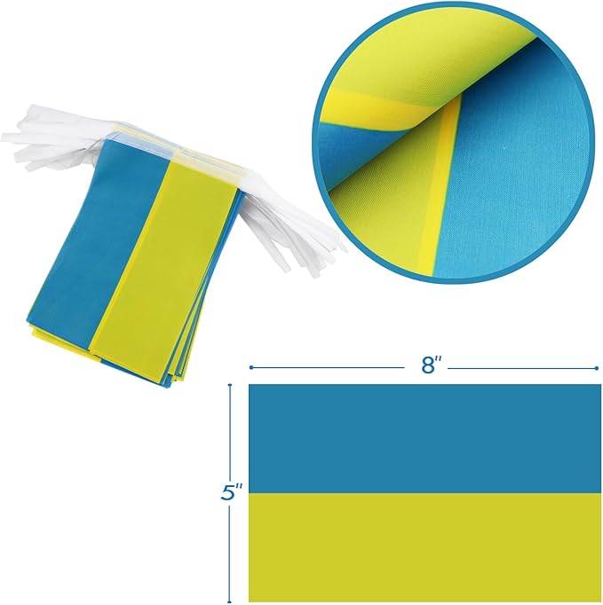 Ukraine String Flag Pennant Banner - 38 Flags, 42 Feet Small Mini Ukrainian Flags Bunting Banner for Country Decoration, School, Party, Sports Events