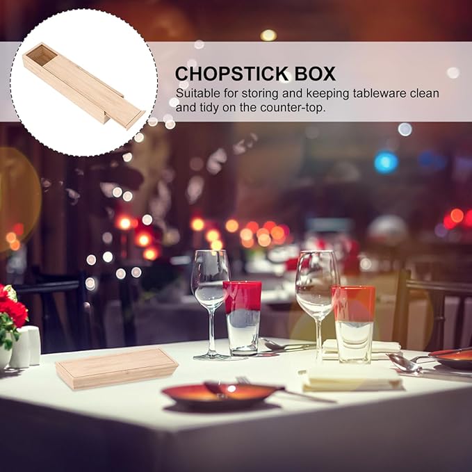 Bamboo Knife and Fork Storage Box with Sliding Lid Rectangular Flatware Organizer for Travel and Kitchen Drawer Compact 9.65X2.48X1.5 Inch Utensil Case