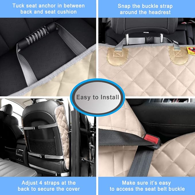 Deluxe Dog Seat Cover for Front Seat-More Durable Waterproof Front Seat Protector, High Heat Resistant and Nonslip Front Seat Cover for Dogs Kids, Universal Size (Beige)