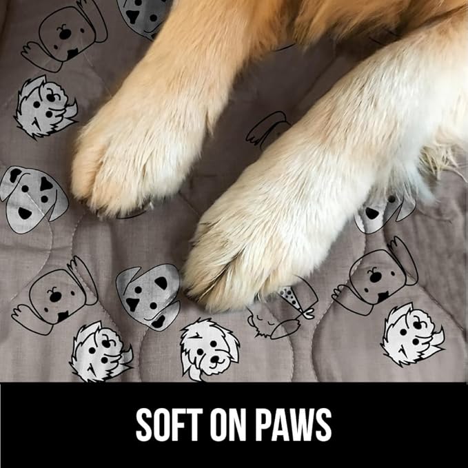 GORILLA GRIP Washable Puppy Pads, 34x21, Slip Resistant Dog Crate Mat, Waterproof Cloth Pee Pad for Training Puppies in Playpen, Reusable Pet Incontinence Blanket, Protects Sofa, Dog Faces