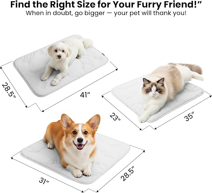 Cooling Pet Mat – 35x23 Dog or Cat Cool & Comfy, Soft Breathable Self-Cooling Pad, Pet-Safe, Durable, Perfect for Hot Weather, Naps, Crates, Cars, Couch, Washable & Easy to Take Anywhere, Gray
