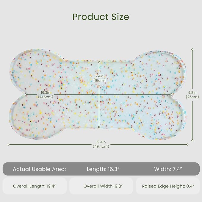 Dog Food Mat Anti-Slip Silicone Dog Bowl Mat Thicker Pet Placemat Waterproof Cat Feeder Pad with Raised Edge Puppy Kitten Feeding Mats Suitable Small Medium-Sized Dogs Cats Eating Tray