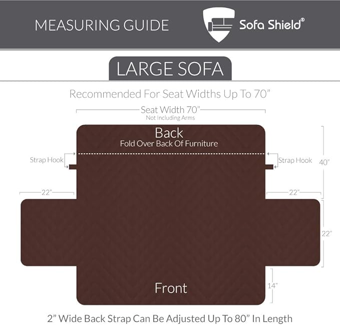 Sofa Shield Couch Slip Cover with Patented Strap, Cushion Protector, US Designed Reversible Stain and Dog Tear Resistant Slipcover, 70 inch Seat, Washable Covers for Dogs Pets, Paw Gray Black