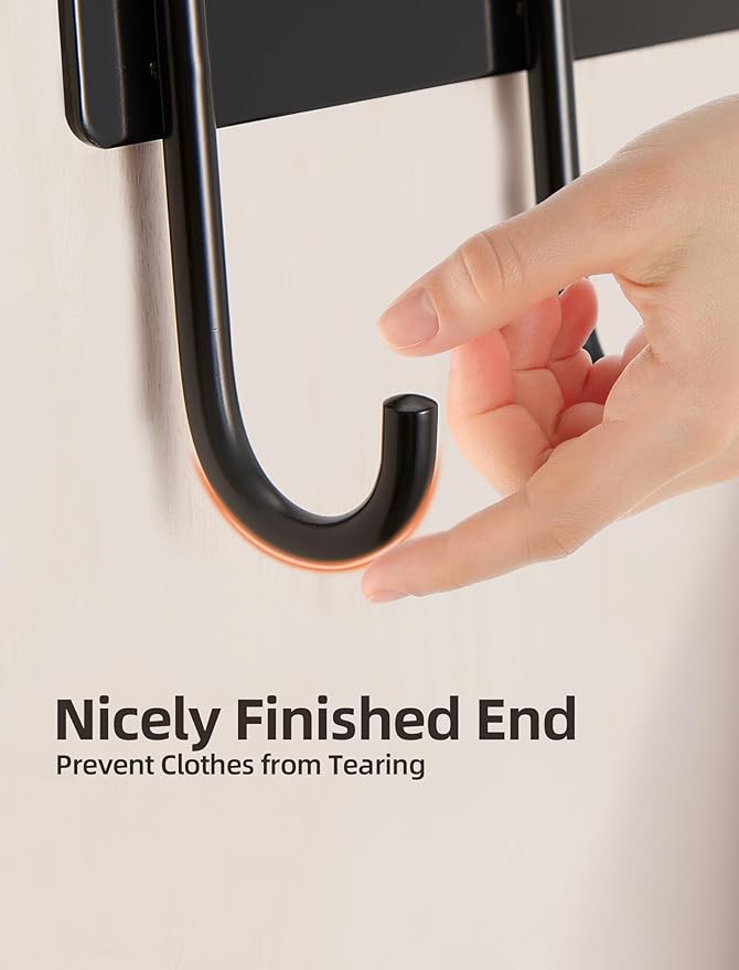 Over The Door Towel Rack,Over The Door Hooks,Heavy Duty Aluminum Over The Door Hanger for Hanging Coat, Bag, Robe,Clothes,Towels,Hat - 5 Hooks, Brush Finish (Matte Black 1Pcs)