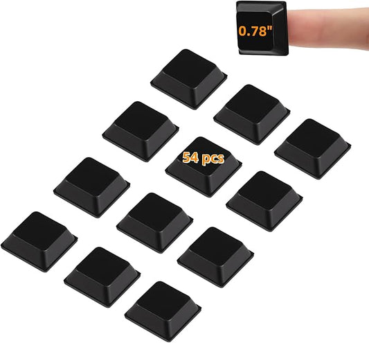 Furnigear Rubber Feet Self Adhesive Pads Door Bumpers Large - Stick on Feet for Electronics, Speakers, Furnitures, Appliances, Audio Equipment, Laptop - Black Tall Square (54pcs)