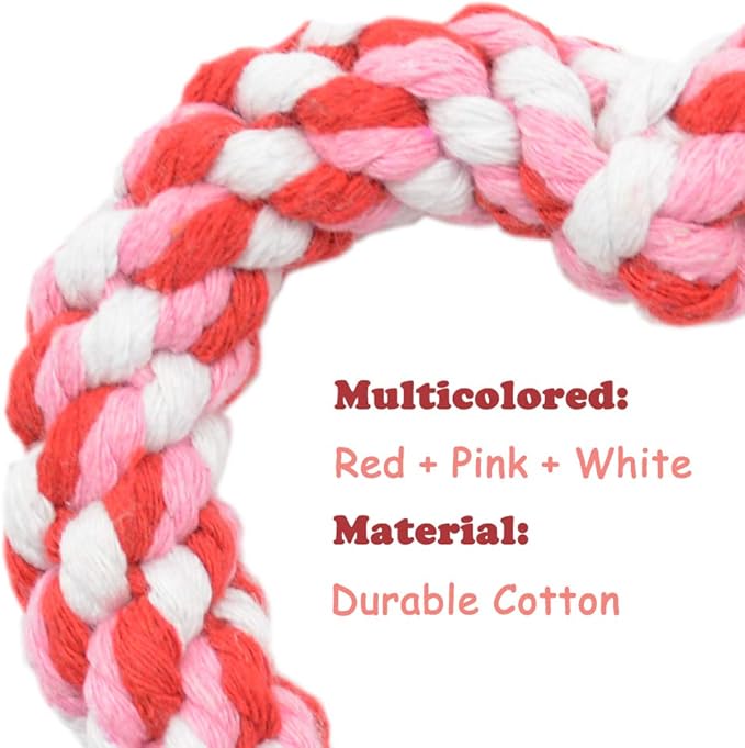 Barleygoo 3PCS Valentine's Day Dog Rope Toys Heart Shaped Durable Chew Toy for Small to Medium Dogs