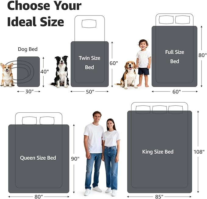 LOOBANI Waterproof Blanket for Bed: Reversible Soft Flannel King Size Bed Blanket 85" x 108", Waterproof Dog Blankets for Large Dogs, Spill-Proof Cover for Furniture Protection, Movie Time, Green