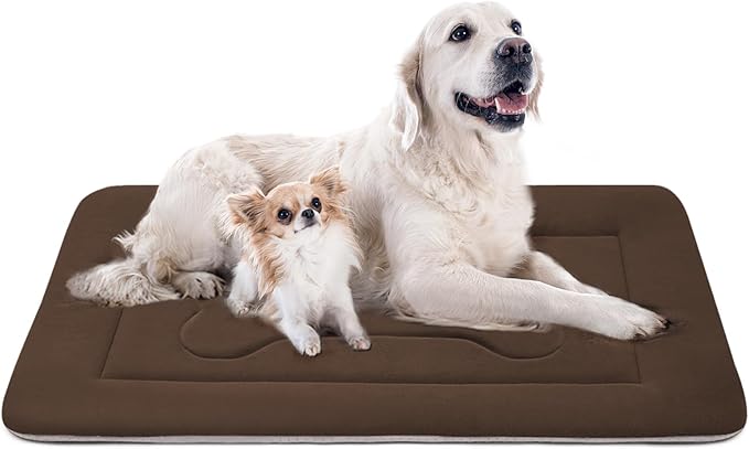 JoicyCo Extra Large Dog Bed Soft Dog Crate Pad Mat, 48 in Non-Slip Bottom Washable Dog Sleeping Mattress Pet Beds Cat Bed Kennel Pad, Dark Brown