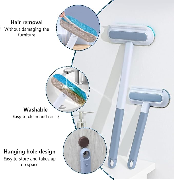 Multifunctional Pet Hair Remover, 2025 New Pet Hair Remover 4 in 1 for Couch with 17inch Long Handle, Washable Cat HairRemover Brush for Furniture, Couch, Carpet, Clothes and Laundry (1PC)