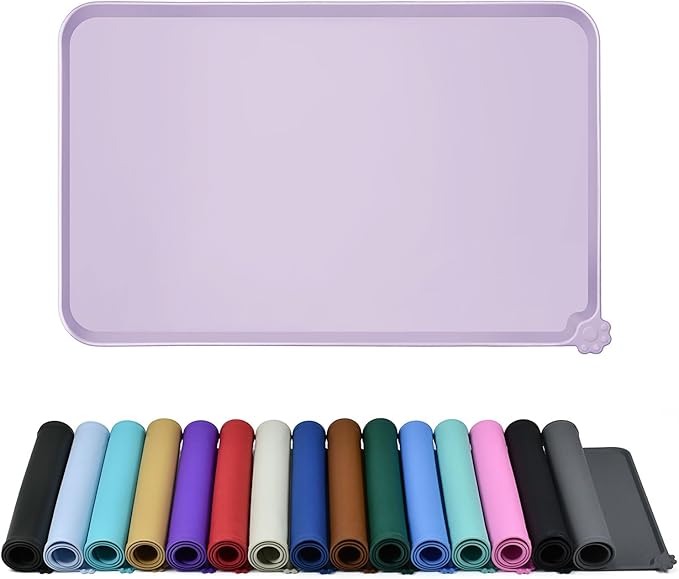 Waterproof Pet Feeding Mat with High Raised Edges, Heavier and Thicker Placemats for Cat Dog Water Bowl with BPA Free, Dogs Cats Food Mats for Messy Drinkers to Prevent Spill and Protect Floors