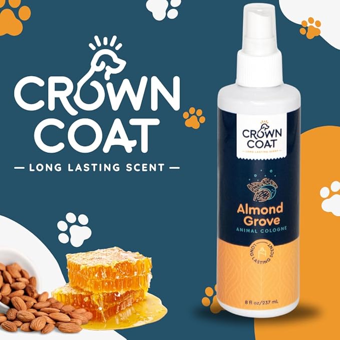 Crown Coat Almond Grove Long Lasting Pet Cologne, 8 oz - Professional Grooming Grade, Natural Perfume Deodorant, New Long Last Fragrance Formula for Dogs and Cats