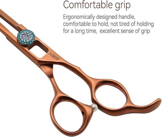 7.0'' Straight Dog Grooming Scissors Professioanl Pet Grooming Shears for Small Dog Cat High Cobalt Alloy Steel Hollow Out Design(7, Chocolate Striaght)