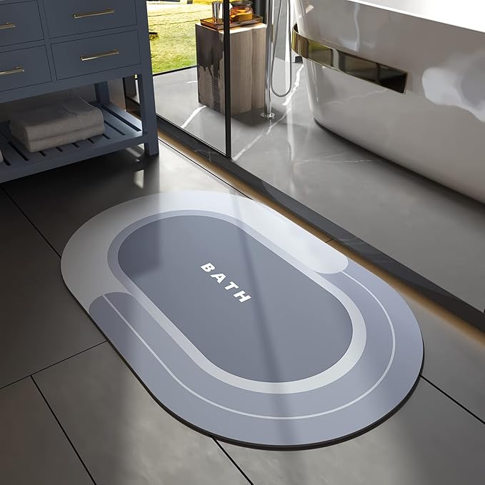 MontVoo Bath Mat - Non Slip, Quick Dry, Stain Resistant Bath Mat Rug for Bathroom Floor - Easy Care Shower Rug for Outside Bathtub - 20"x32" Blue