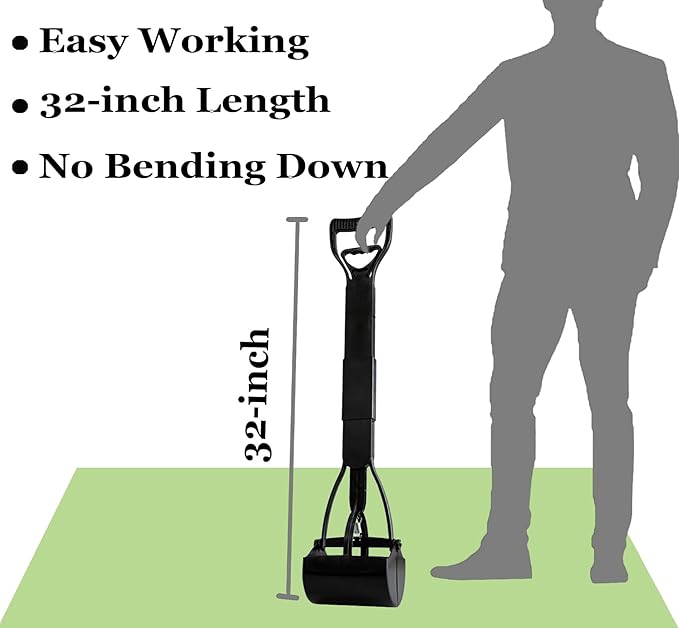 2-Pack Pooper Scooper for Large Small Dogs Heavy Duty, 32" Long Handle Poop Scoop for Yard, Grass, Gravel, Dog Poop Grabber with High Strength Material