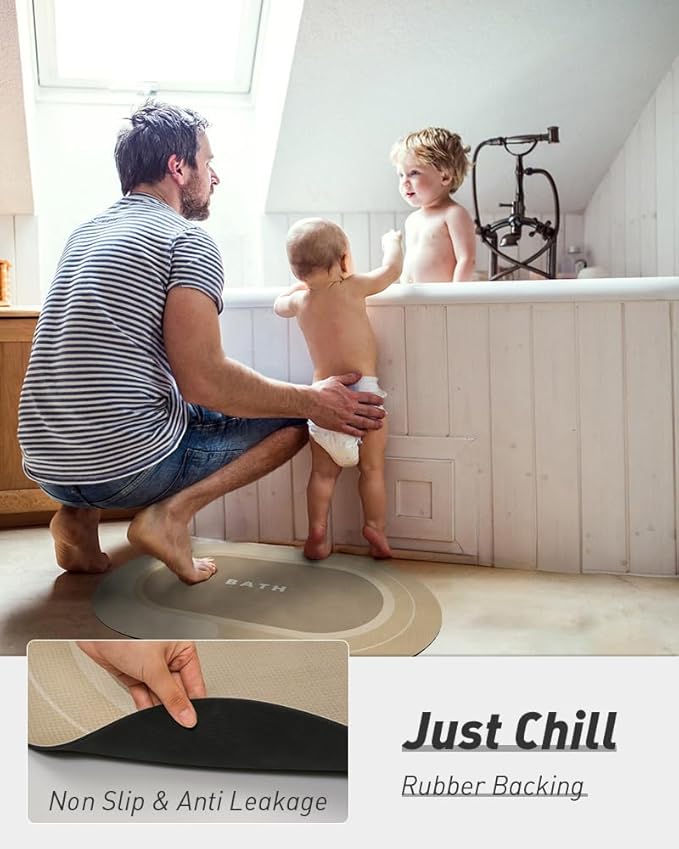MontVoo Bath Mat - Non Slip, Quick Dry, Stain Resistant Bath Mat Rug for Bathroom Floor - Easy Care Shower Rug for Outside Bathtub - 24"x35" Beige