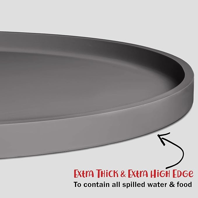DogBuddy Dog Food Mat - Waterproof Dog Bowl Mat, Silicone Pet Mat for Food and Water Bowls, Nonslip Pet Feeding Mat with Edges, Dogs Food Mats for Floors, Puppy Supplies (XS, Gray)