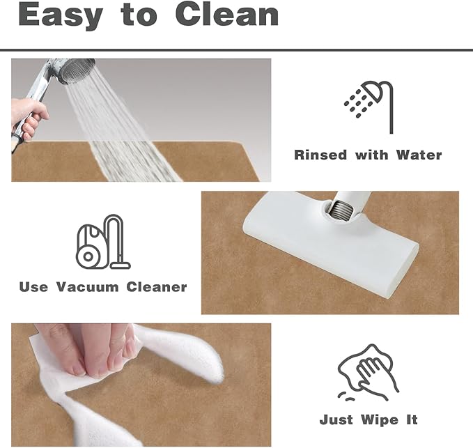 Bathroom Mat Quick Dry, Bathroom Rugs Non Slip Washable Thin Absorbent Bath Mat Fits Under Door Bathroom Floor Mat Perfect for Bath, Shower, or Sink 24"x48" Camel