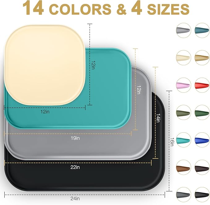Silicone Pet Feeding Mat with Raised Edge for Food and Water, Dog Bowl Mats, Cat Bowls Placemat with High Lip for Floor Waterproof, Rubber Tray for Cats and Dogs 24 x 16 x0.8 Pink