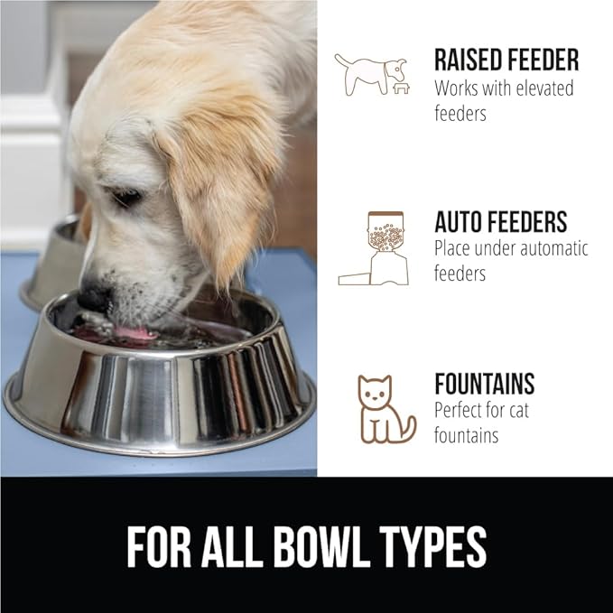 GORILLA GRIP 100% Waterproof Raised Edge BPA Free Silicone Pet Feeding Mat, Dog Cat Food Mats Contain Spills Protects Floors, Placemats for Cats and Dogs Water Bowl, Pets Accessories 23x15 Blue