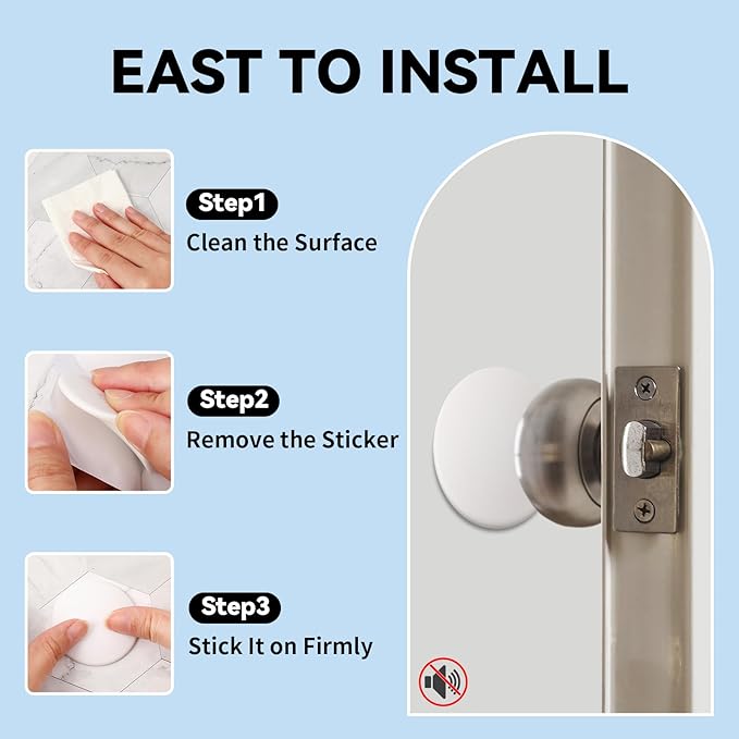 JULBEAR Door Stopper Wall Protector, 12PCS Door Knob Stoppers Wall Protector with Strong Back Adhesive,Quiet, Shock, Absorbent Silicone, Door Handle Bumpers and Protect Wall Surfaces (Round 2 inch)