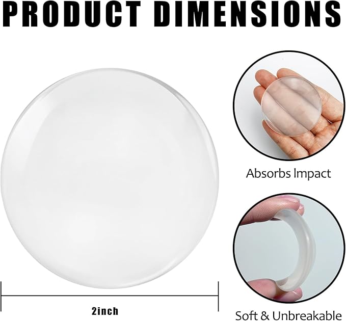 2" Wall Door Handle Stopper, 12PCS Clear Self Adhesive Wall Protector Rubber Door Bumpers, Solution for Stopping Damage from Doors Knobs, Shock Absorbent and Noise Reduction