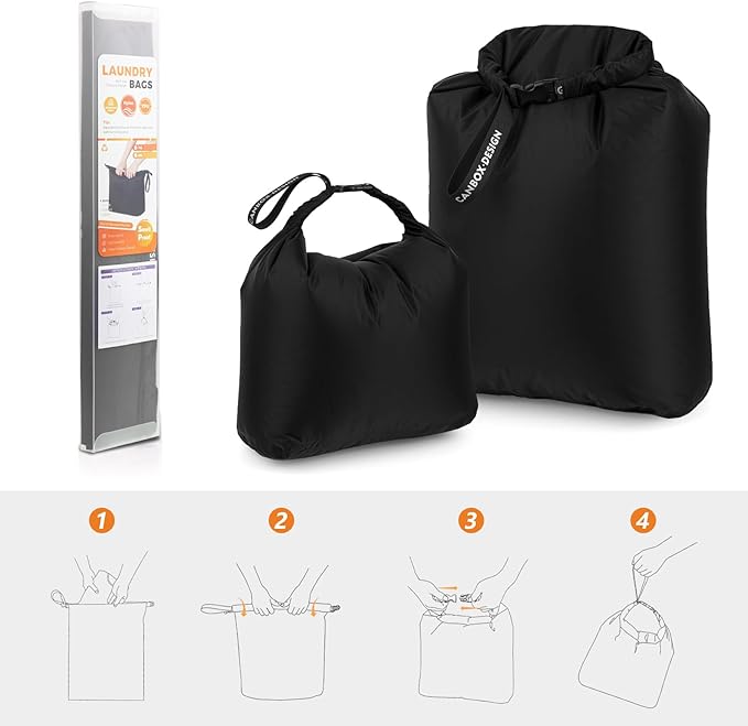 Travel Laundry Bags, 2 Pcs Waterproof Dry Wet Bags, Dirty Clothes Organizer with Handles, Collapsible Storage Bag for Workout Swimsuit Diaper Yoga Beach Bathing Camping