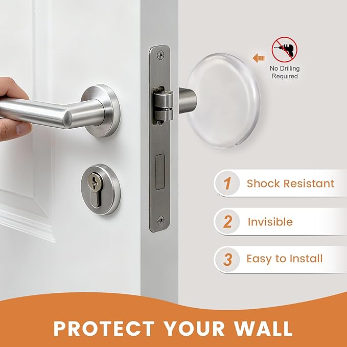 Probrico Clear Silicone Door Stoppers, 2" Round Self-Adhesive Wall Protector 4 Packs, Transparent Bumper for Wall/Cabinet Door Protecting, Soft Silicone Crash Pads-Quiet Door Opening