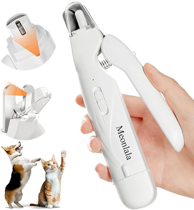 2-in-1 Dog Nail Clippers & Dog Nail Grinder with 2 LED Lights, Ultra-Quiet, USB Rechargeable, Multiple Grinding Methods, and Splash Guard for Small, Medium, and Large Dogs & Cats (White)