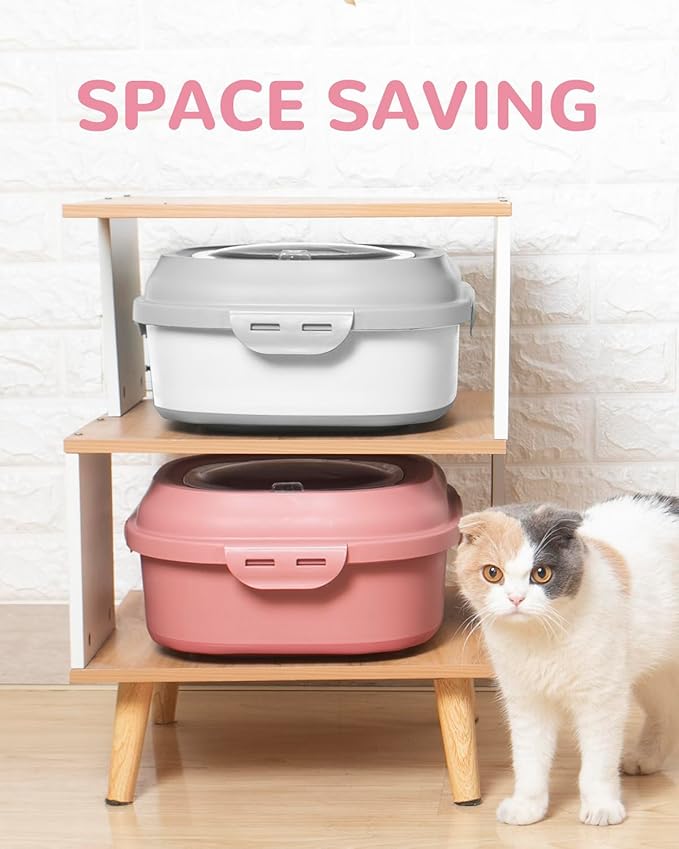 DDMOMMY 30-35 Lbs Dog Food Storage Container Collapsible Dog Food Container with Airtight Lids, Wheels, Scoop and 2pcs Food Storage Containers, Large Pet food storage for Dog, Cat (Pink)