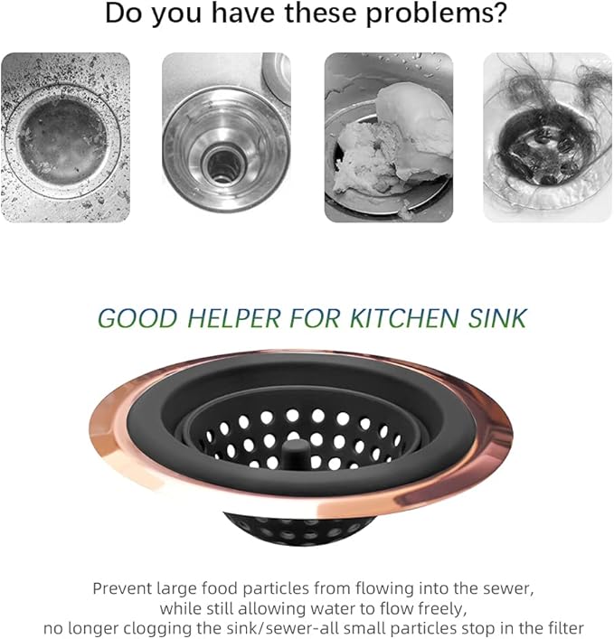 Mi hogar Silicone Sink Drain Strainer 2 Pack, 4.5” Wide Rim Stainless Steel Mesh Stopper & Food Catcher, Flexible Sink Strainer Basket for Kitchen Bathroom Laundry Utility Sinks, Easy to Clean