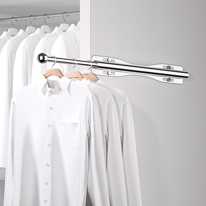 12" Valet Rod For Closet Pull Out Slide Out Adjustable Heavy Duty Valet Rod For Closet, Laundry Room, Bedroom, Bathroom(Chrome)