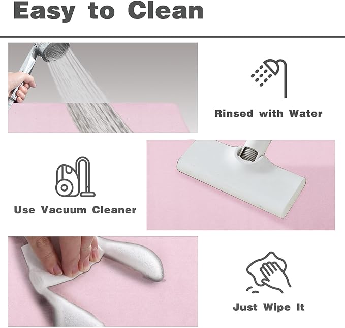 Toilet Rug, Thin Toilet Rugs U Shaped Washable Non Slip Absorbent Quick Dry Low Pile Toilet Mat, 20"x24" U Shape Pink