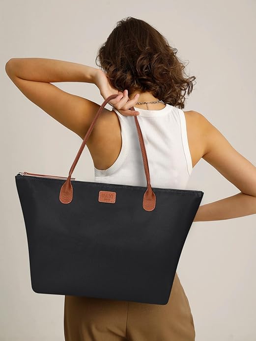 Nylon Tote Bag for Women, Large Foldable Weekend Hobo Purses for Women, Shoulder Tote Handbags with Zipper | Nylon, Large, Foldable, Weekend, Tote, with Zipper