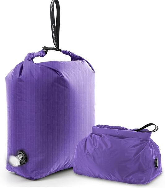 Travel Laundry Bag, Vacuum Compression Dirty Clothes Travel Bag Waterproof Wet Dry Bags Large Capacity Space Saver Bags Reusable Camp Clothes Organizer for Sports Dorm Laundromat (1 Pcs) (Purple, L）