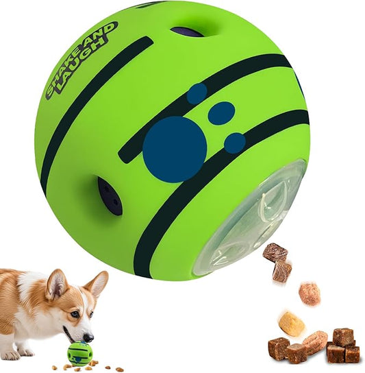 SHAKE AND LAUGH Interactive Puzzle Dog Treat Ball, Treat Dispensing Enrichment Dog Toys Ball, M, 3.46 in (8.8 cm)
