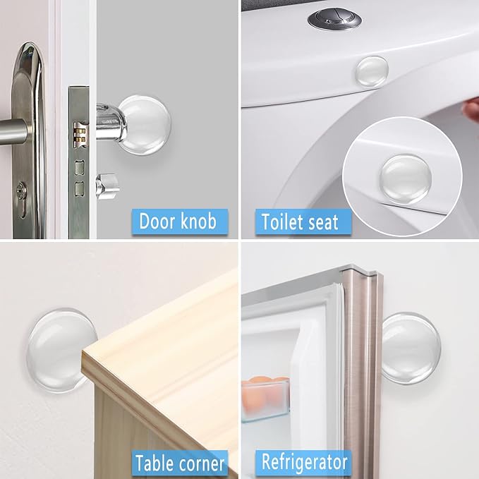 Wall Door Handle Stopper - 6 PCS Clear Round Rubber Door Knob Wall Shields, Guard Cushion Bumper Protectors for Wall - Stronger Self-Adhesive Silencer (1.57" 6PCS, Clear)