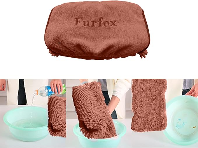Furfox Absorbent Dog Towel, Microfiber Quick Drying Towel Machine Washable with Hand Pockets for Medium Large Dog 35 x 15'' (Brown)