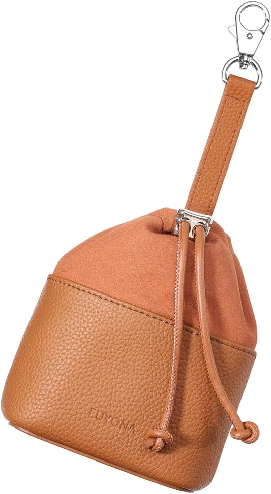 Dog Treat Pouch for Training - Wide Opening & Drawstring Closure, Hands-Free Waist Bag with Belt Clip/Carabiner, Portable Pet Snack Holder for Walking, Hiking (Brown)