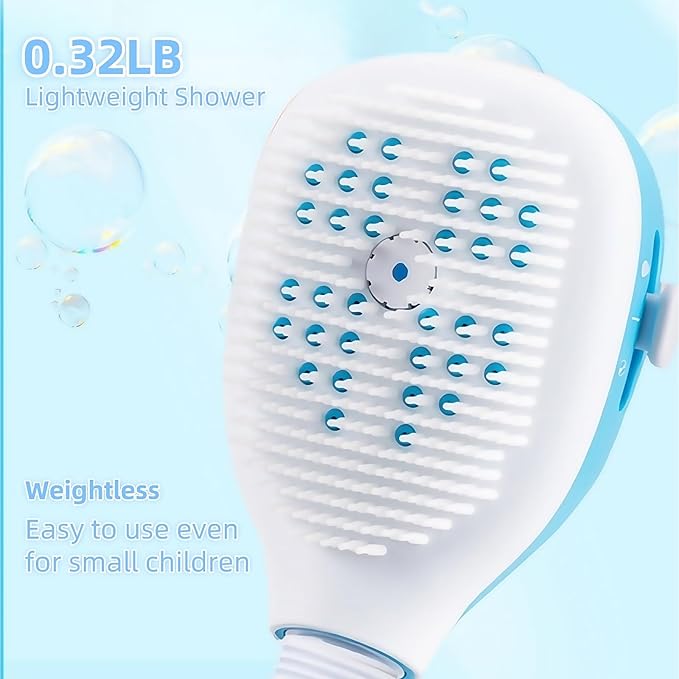 WJCCLYJC Deshedding Dog Bath Brush With Shampoo Dispenser - 2-In-1 Shower Hose Attachment For Dogs, Adjustable Handle For Kids And Adults, Includes Silicone Scrubber For Easy Washing (blue)