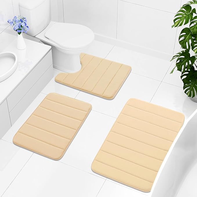 Buganda Memory Foam Bath Mat, 59" x 20", Ultra Soft and Non-Slip Bathroom Rugs, Water Absorbent and Machine Washable Bath Rug Runner for Bathroom, Shower, and Tub, Gold