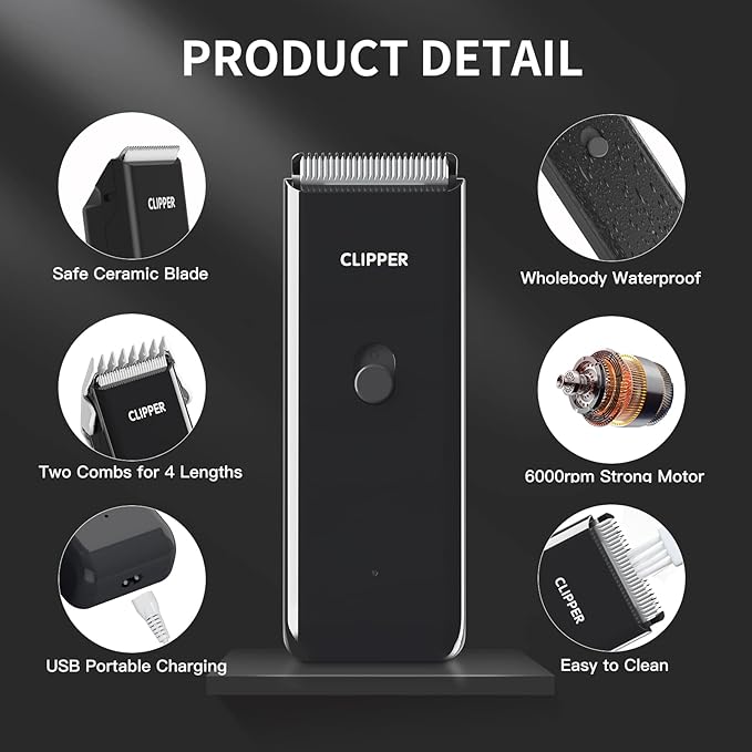 Founouly Black Dog Cat Clippers, Home Professional Cordless Cat Grooming Tools for Dog Thick Coat Clippers, Low Noise Pet Hair Trimmer Kits with 9-Pieces