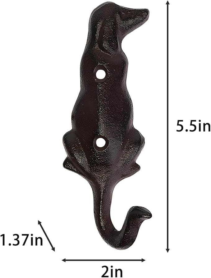 2 Pack Cast Iron Dog Hook, Dog Leash Hooks for Wall, Dog's Towel Wall Hook
