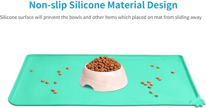 AUDWUD Silicone Waterproof Pet Feeding Mats,Anti Slip Bowl Pad, Dog Mat for Food and Water