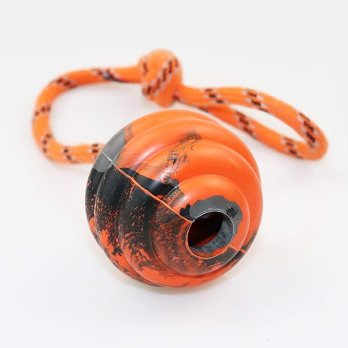K9 Training Ball with Rope Exercise and Reward Toy for Dogs - Indestructible Dog Toy Ball with Handle for Training Pull Throw Tug Fetch Belgian Malinois Gifts (Orange)