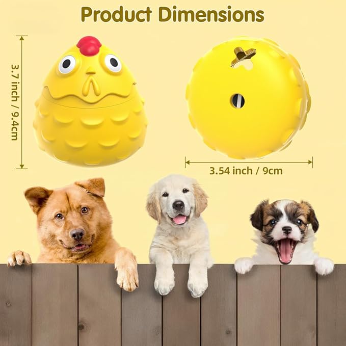 Natural Rubber Squeaky Chicken Dog Toy - Interactive Food Dispensing Chew Toy for Puppy Teething & Dental Health - Durable Rubber Chew Toys for Small Medium Dogs