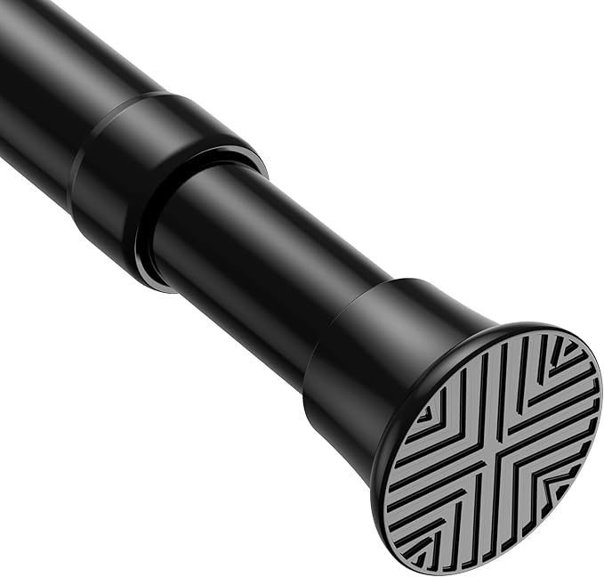 1pack Spring Tension Rods 23-46 Inch Adjustable Black Tension Rod Spring Curtain Rod Extendable Spring Loaded Curtain Rods Tension Rod for Curtains,Closet,Kitchen