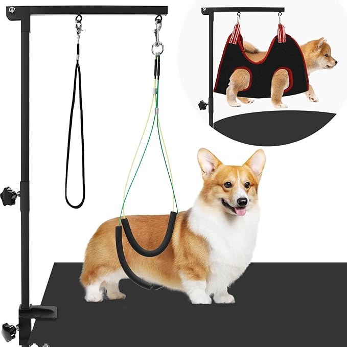 Ligefoy Dog Grooming arm with Restraint Loops, Adjustable Height(18.1"~30.7"),for Medium & Small Pets Bathing & Grooming
