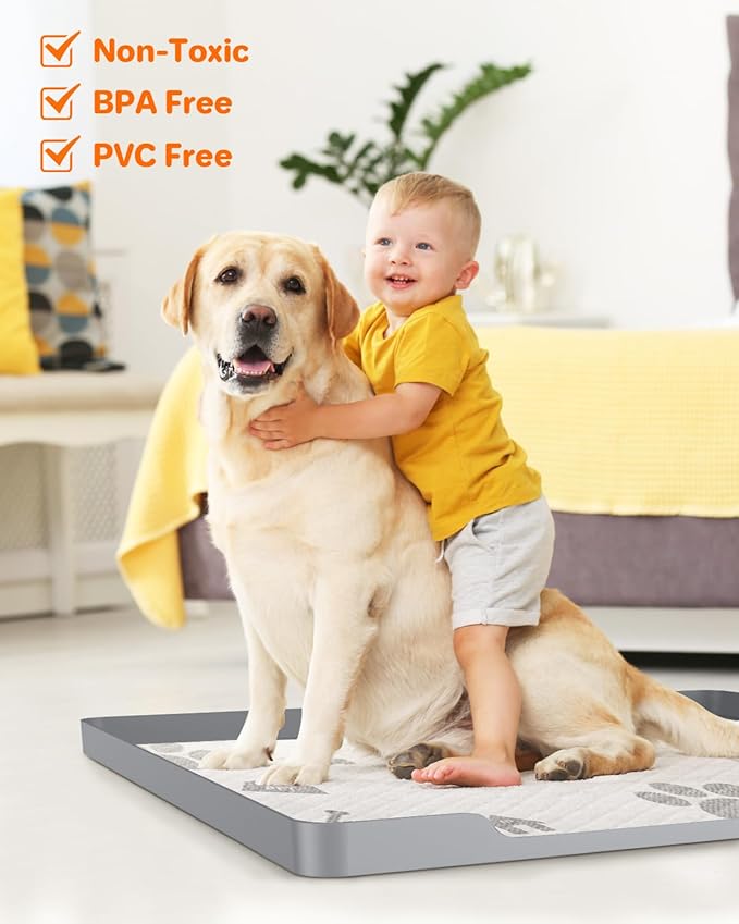 Aisslro Pet Feeding Mat, 27”x27” Absorbent Pet Placemat for Food and Water Bowl, Non-Slip Silicone, Leak-Proof Floor Protection for Quick Dry Water Dispenser Mat for Dog and Cat, Grey