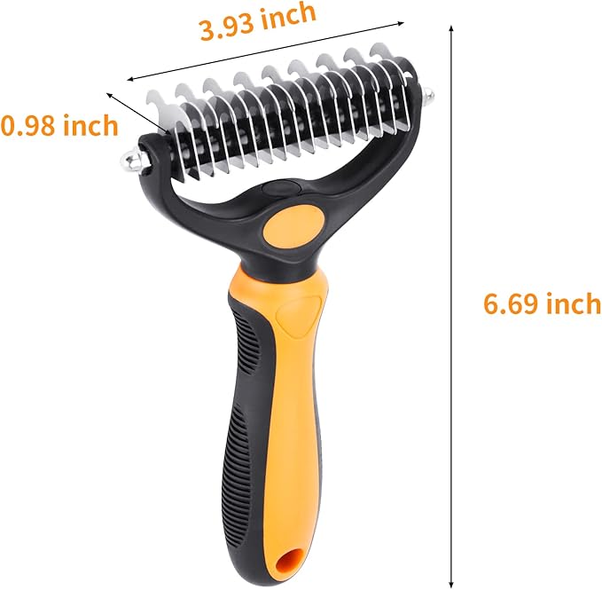 XLCL pet Pet Grooming Tool - 2 Sided Undercoat Rake for Cats and Dogs - Safe Dematting Comb for Easy Mats & Tangles Removing - No More Nasty Shedding and Flying Hair
