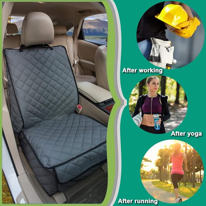 HAPYFOST Waterproof Front Seat Cover Dog Car Seat Covers Nonslip and Full Protection with Side Flaps Fits Most Cars, Trucks, SUVs(Grey, 1Pack)